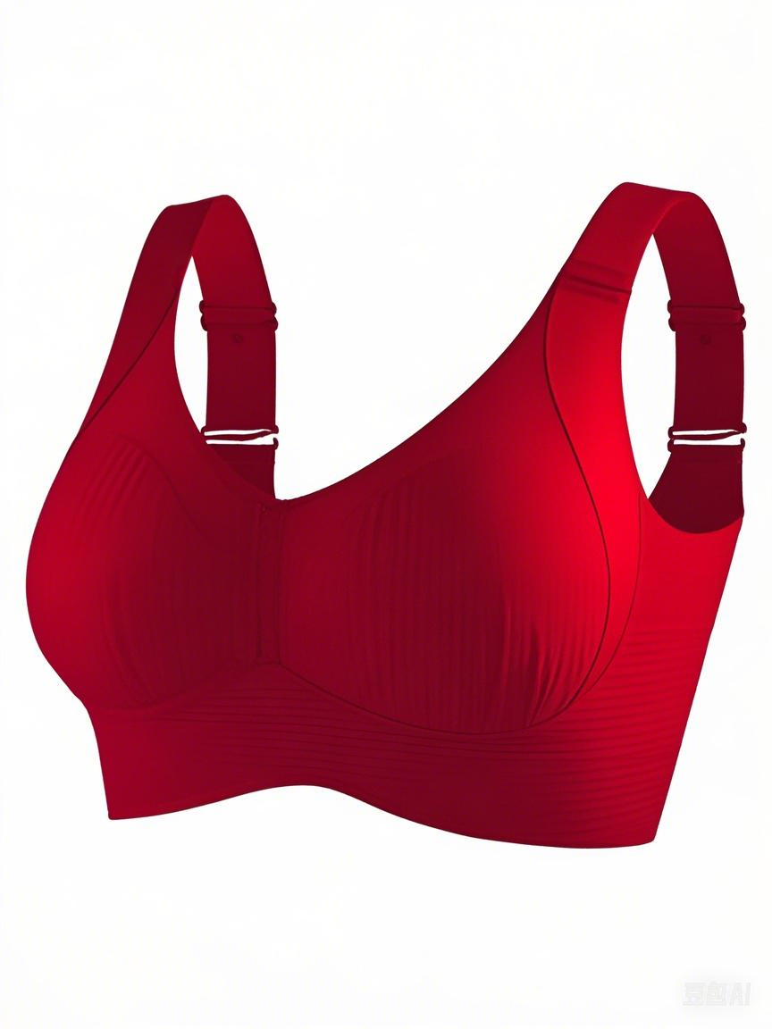 Women's Solid Four-breasted Adjustable Wireless Bra