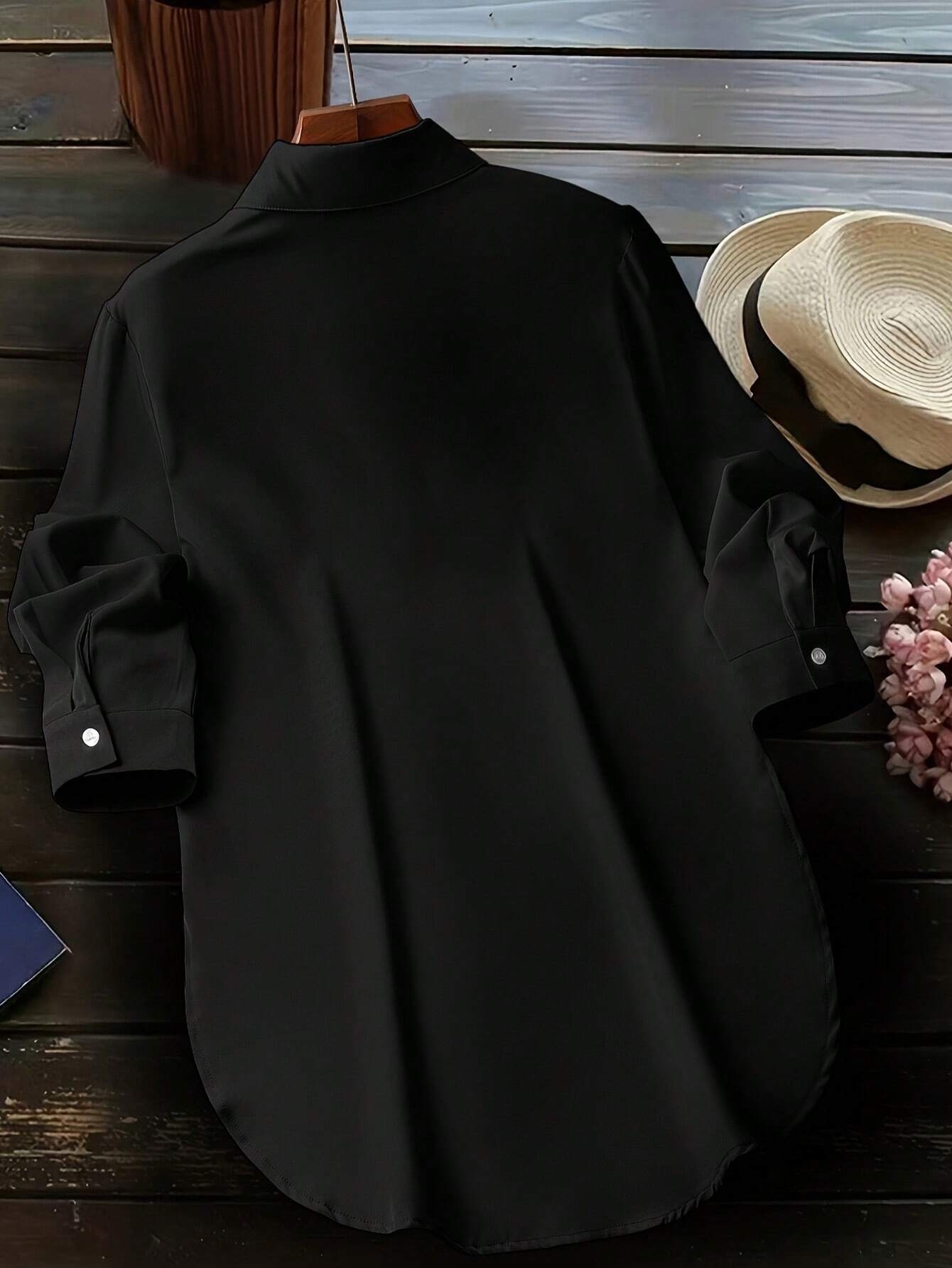 💥Factory Direct Sale💥Women's Plain Button Front Split Side Shirt