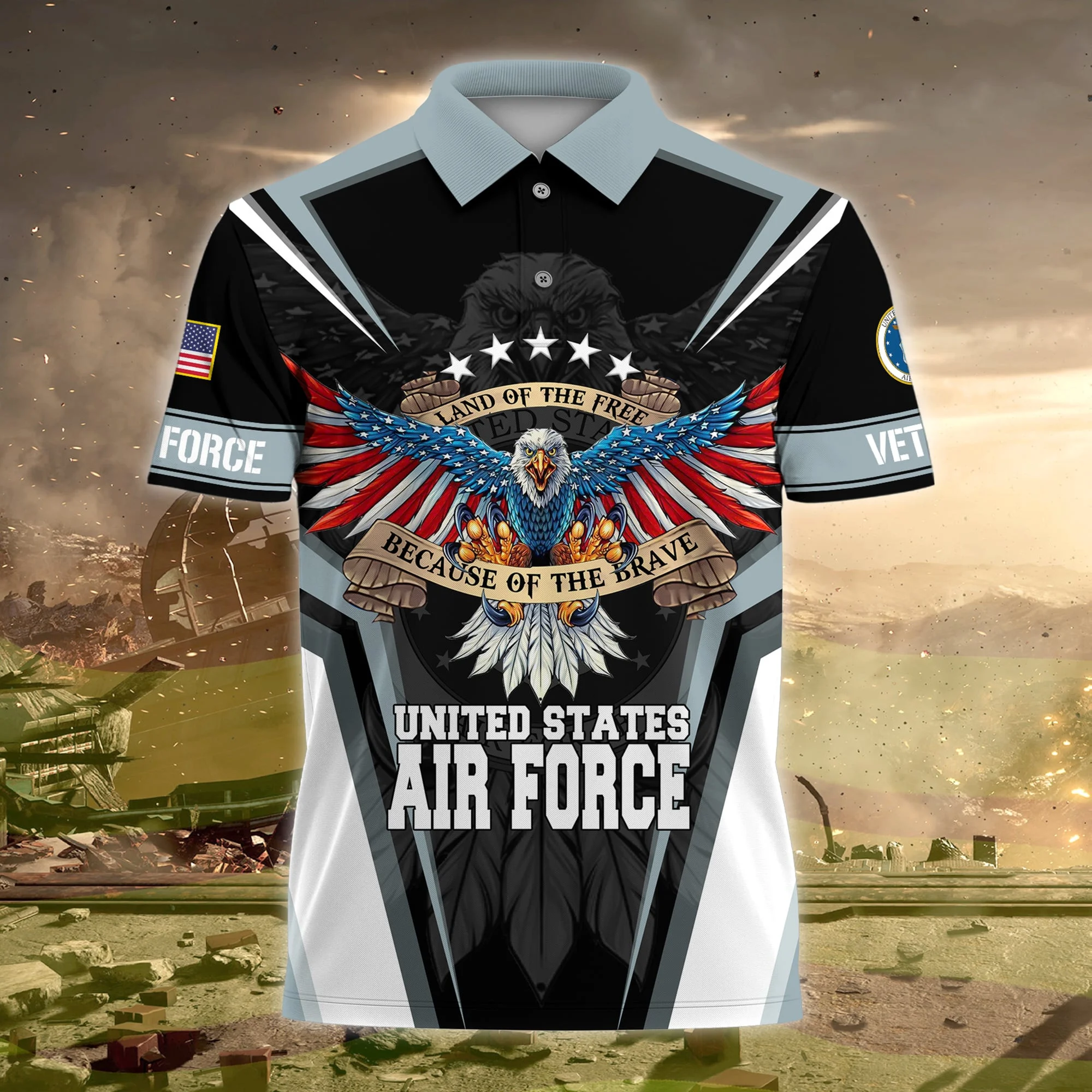 🎁Today's Special Offer🎁Premium Land Of The Free US Veteran Polo Shirt