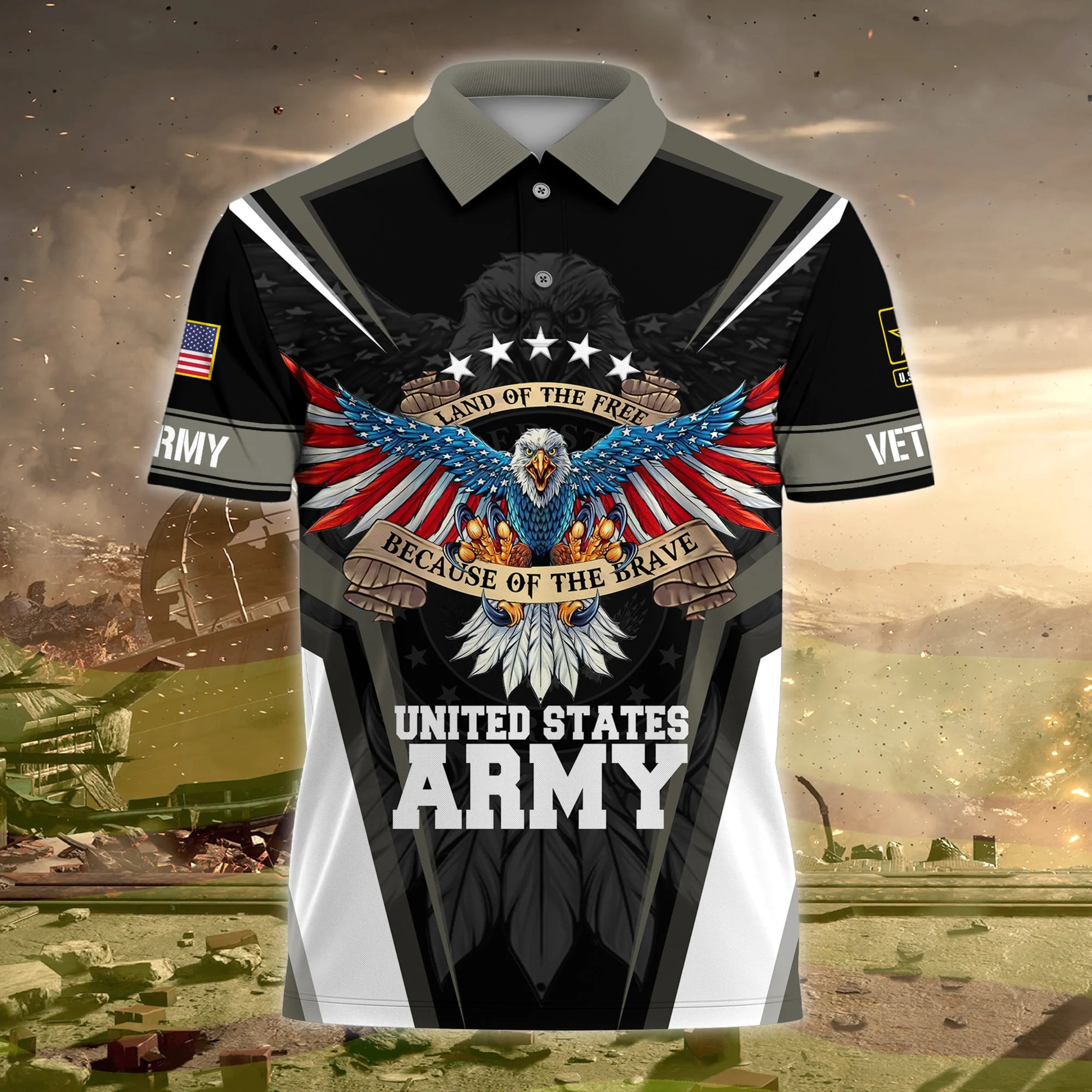 🎁Today's Special Offer🎁Premium Land Of The Free US Veteran Polo Shirt