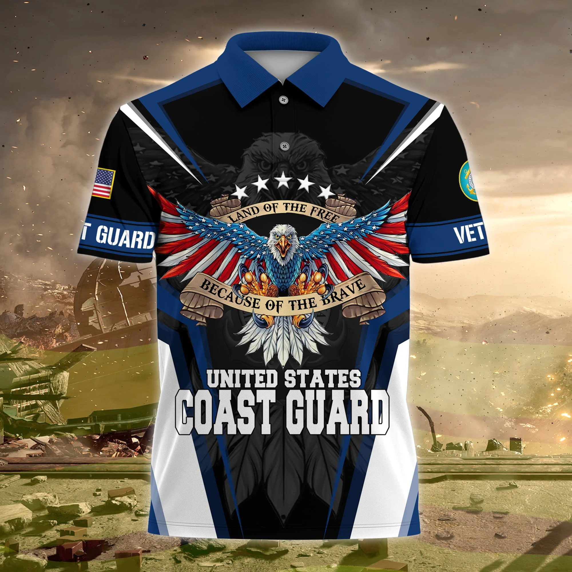 🎁Today's Special Offer🎁Premium Land Of The Free US Veteran Polo Shirt