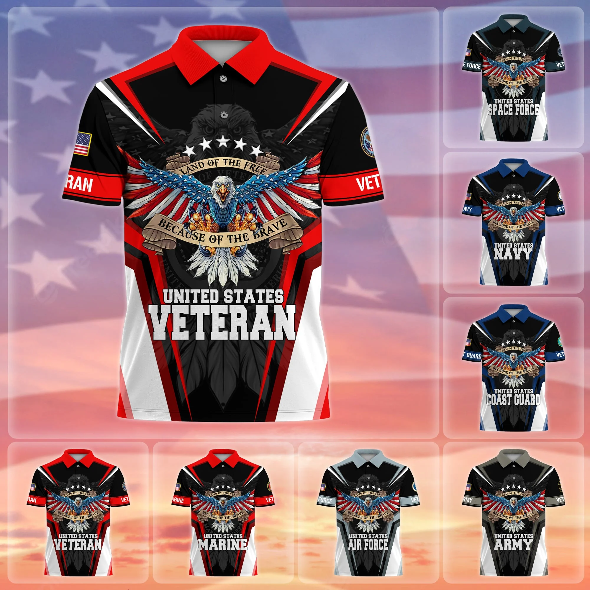 🎁Today's Special Offer🎁Premium Land Of The Free US Veteran Polo Shirt