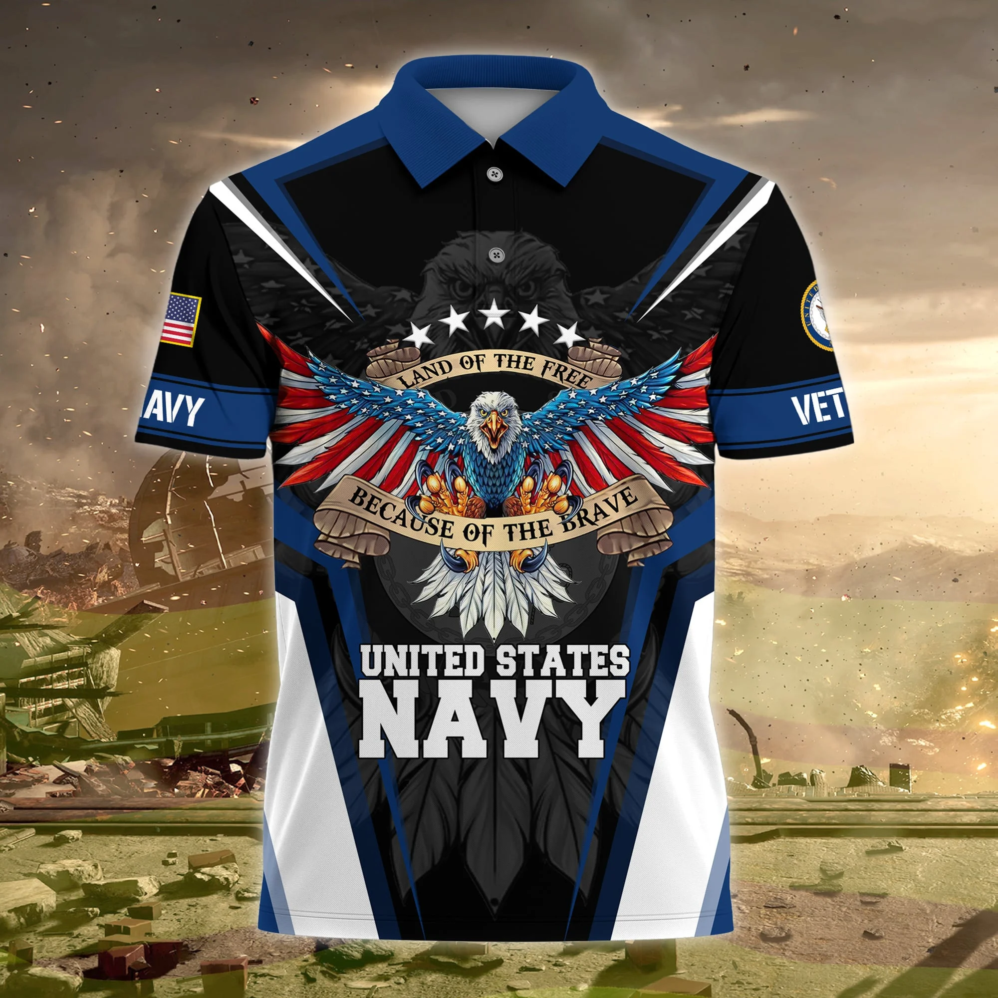 🎁Today's Special Offer🎁Premium Land Of The Free US Veteran Polo Shirt