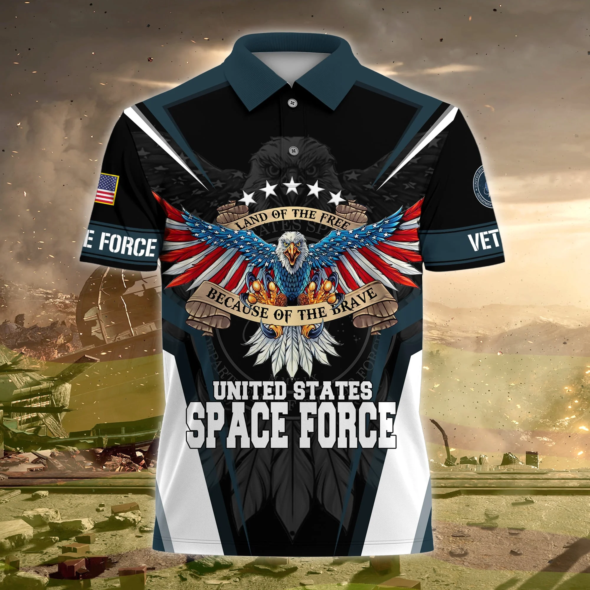 🎁Today's Special Offer🎁Premium Land Of The Free US Veteran Polo Shirt