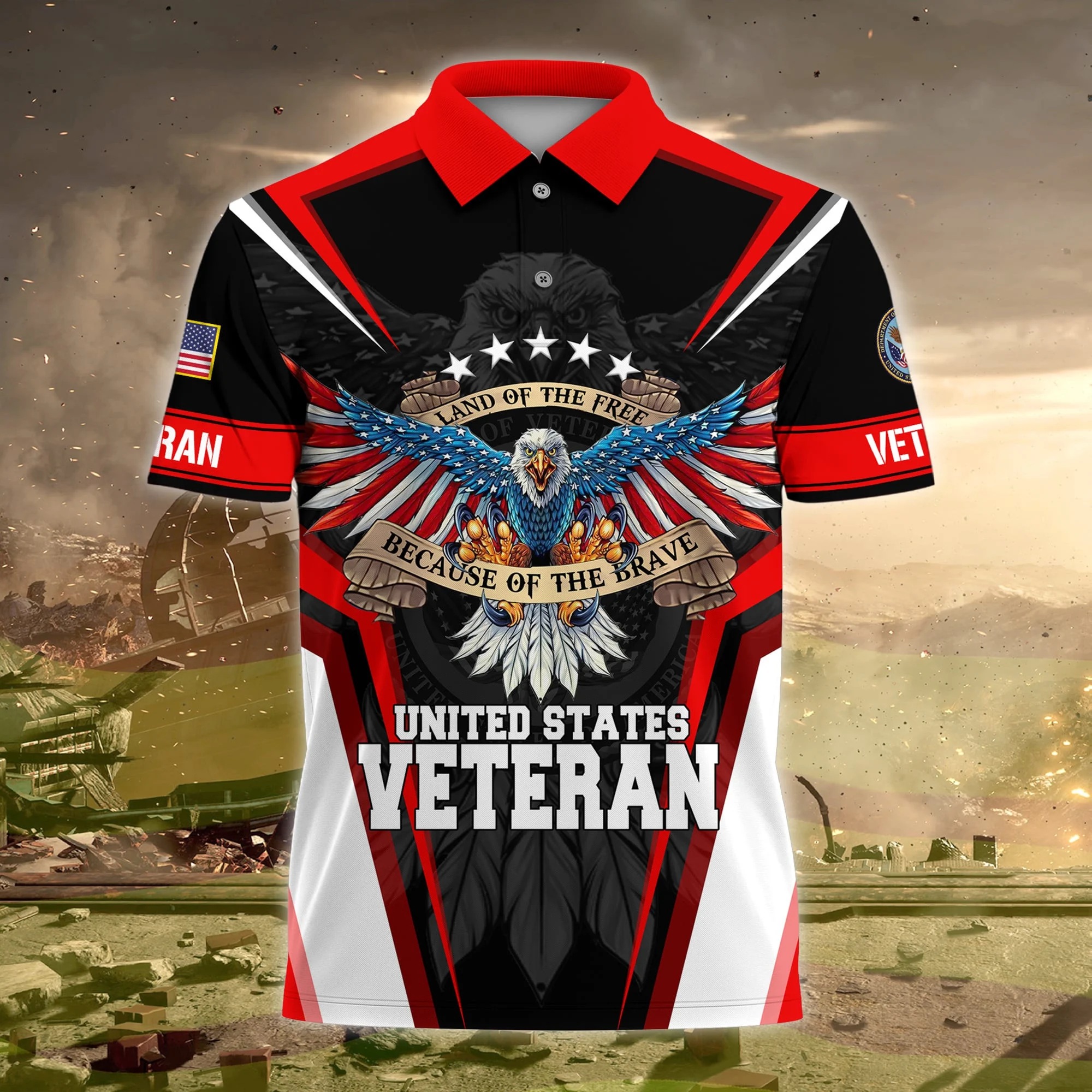 🎁Today's Special Offer🎁Premium Land Of The Free US Veteran Polo Shirt