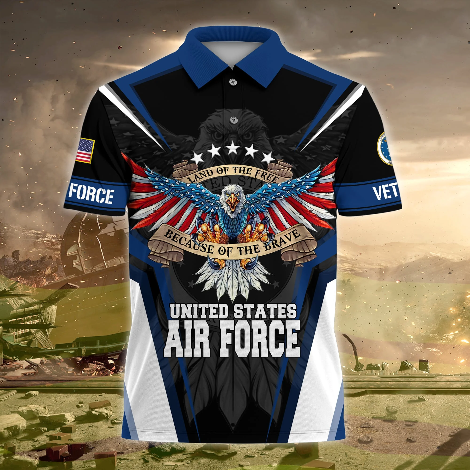 🎁Today's Special Offer🎁Premium Land Of The Free US Veteran Polo Shirt