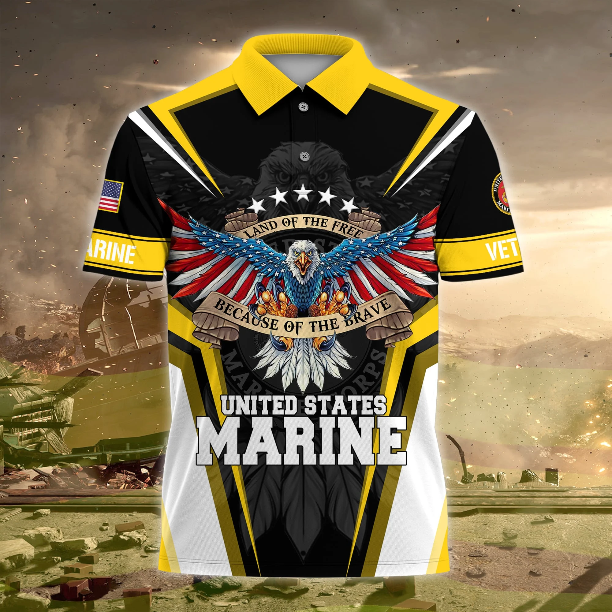 🎁Today's Special Offer🎁Premium Land Of The Free US Veteran Polo Shirt
