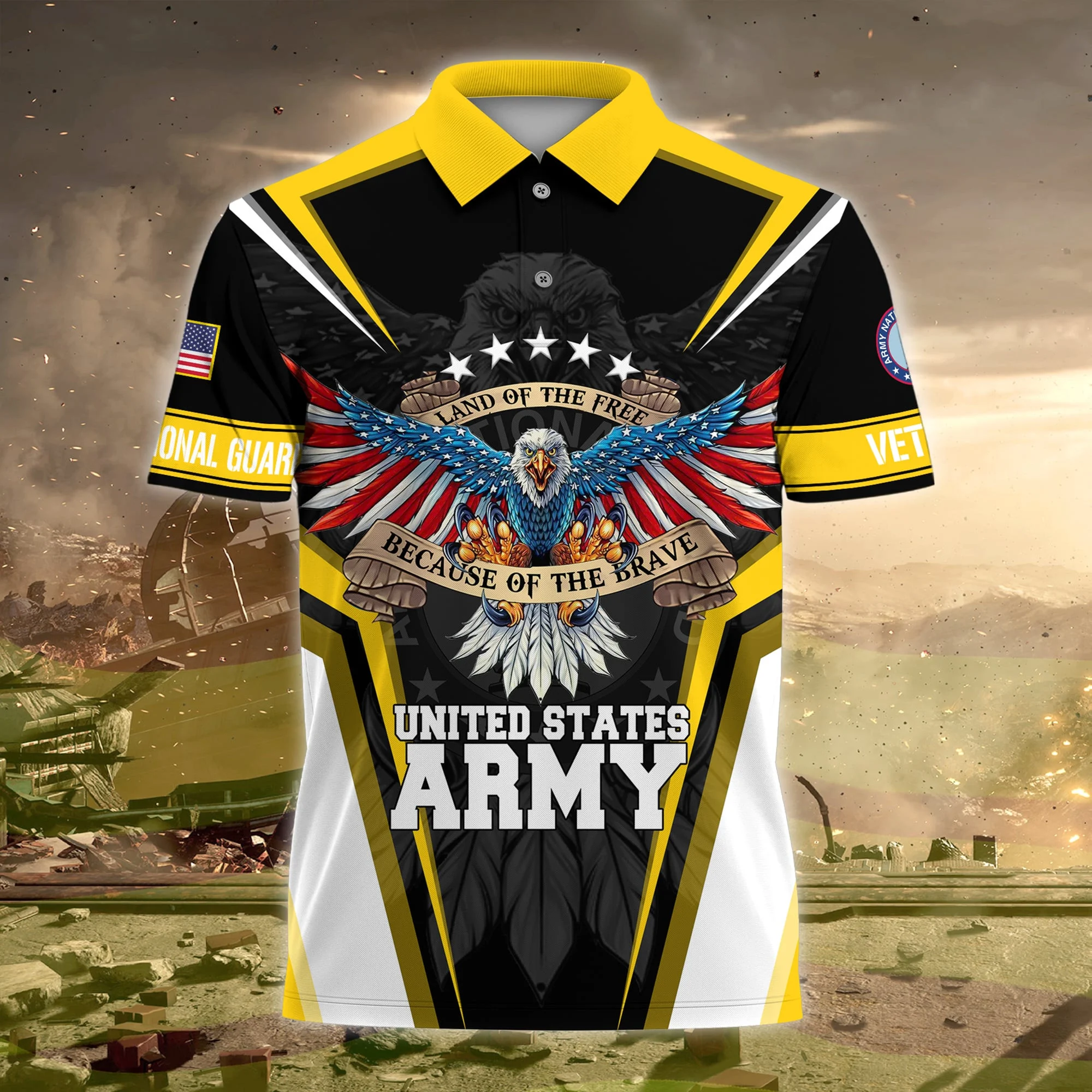 🎁Today's Special Offer🎁Premium Land Of The Free US Veteran Polo Shirt