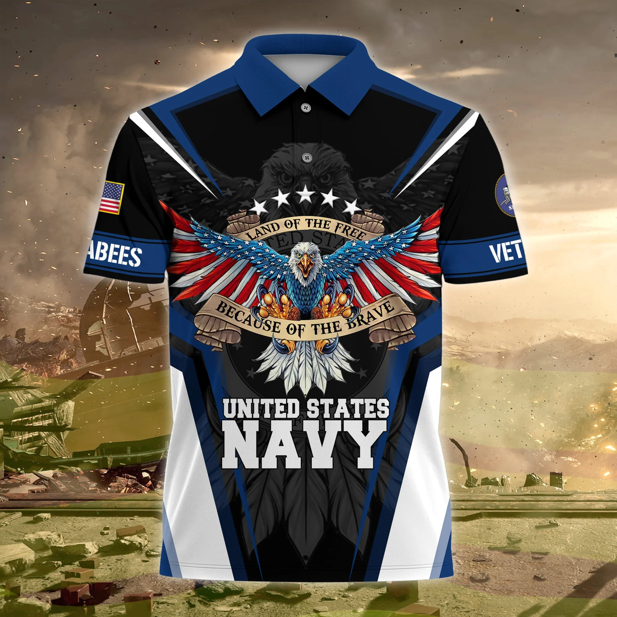 🎁Today's Special Offer🎁Premium Land Of The Free US Veteran Polo Shirt
