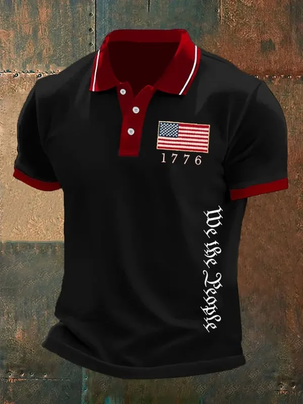 ⏰𝗧𝗼𝗱𝗮𝘆'𝘀 𝗦𝗽𝗲𝗰𝗶𝗮𝗹𝘀 $9.99💥Men's We The People Fourth Of July America 1776 Patriotic Polo Shirt