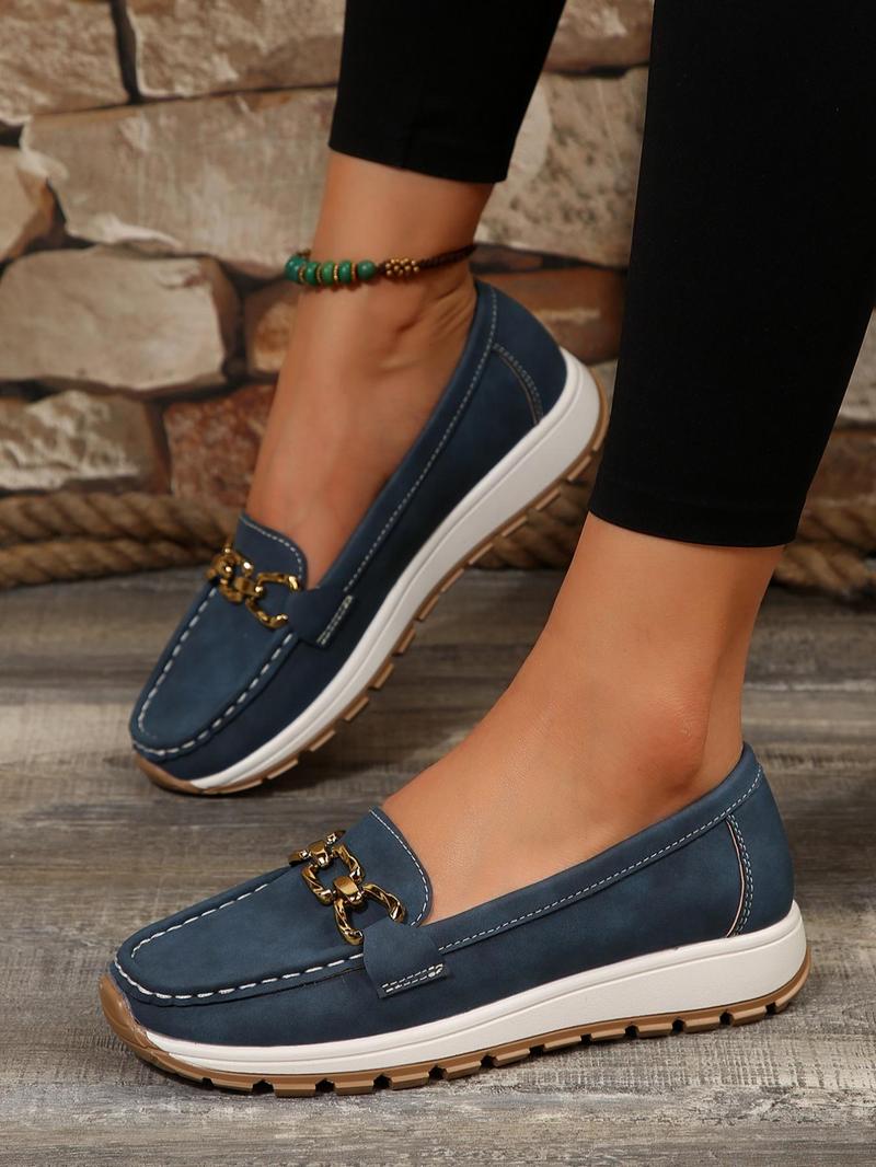 Women's Solid Color Chain Low-Top Round Toe Versatile Shoes