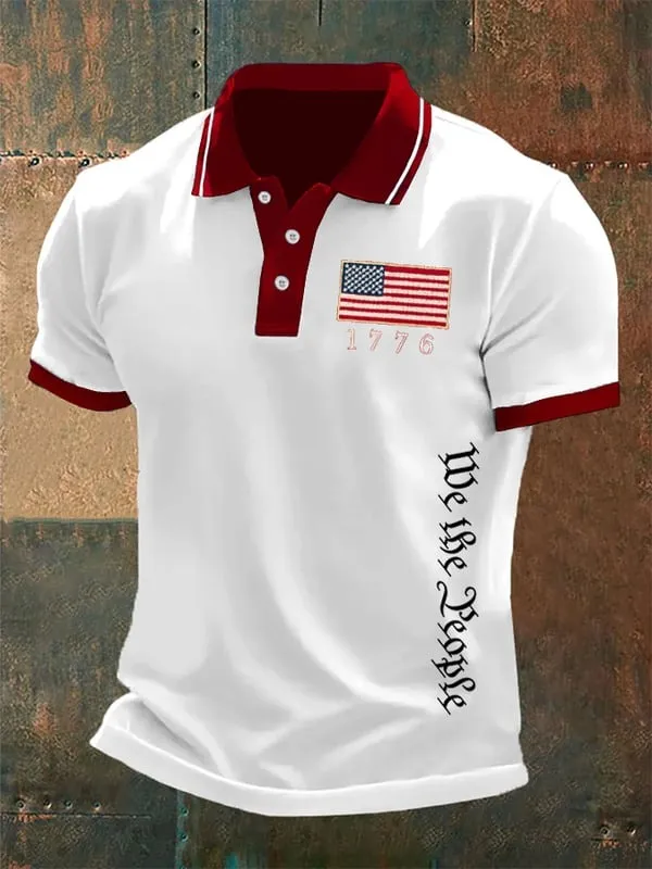 ⏰𝗧𝗼𝗱𝗮𝘆'𝘀 𝗦𝗽𝗲𝗰𝗶𝗮𝗹𝘀 $9.99💥Men's We The People Fourth Of July America 1776 Patriotic Polo Shirt