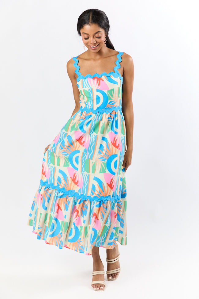 Tropical Tango Multi Rick Rack Trim Printed Midi Dress SALE SALE