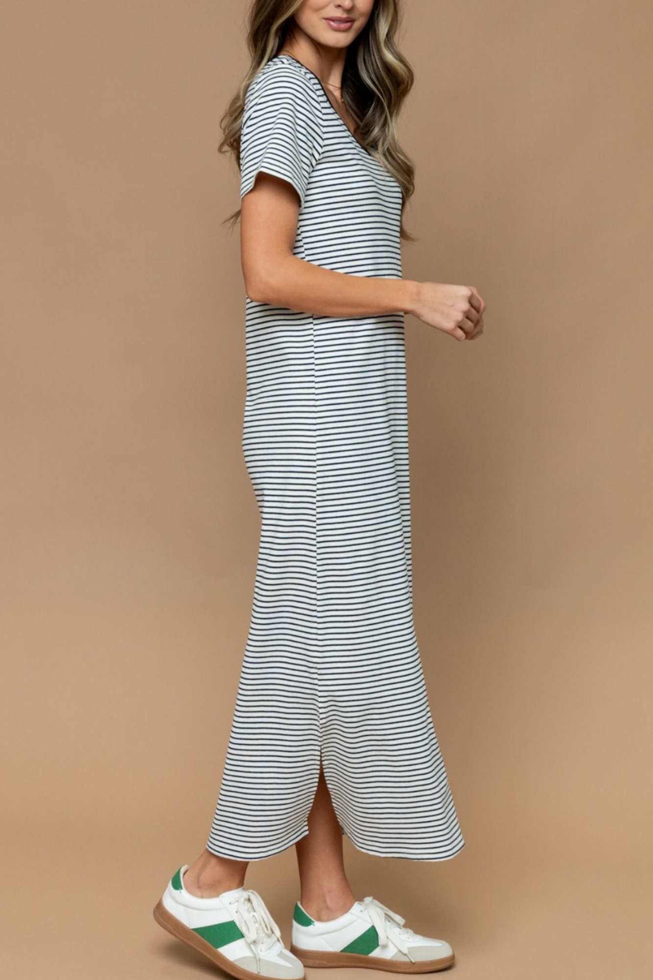 Women's Short Sleeve Striped T-Shirt Dress