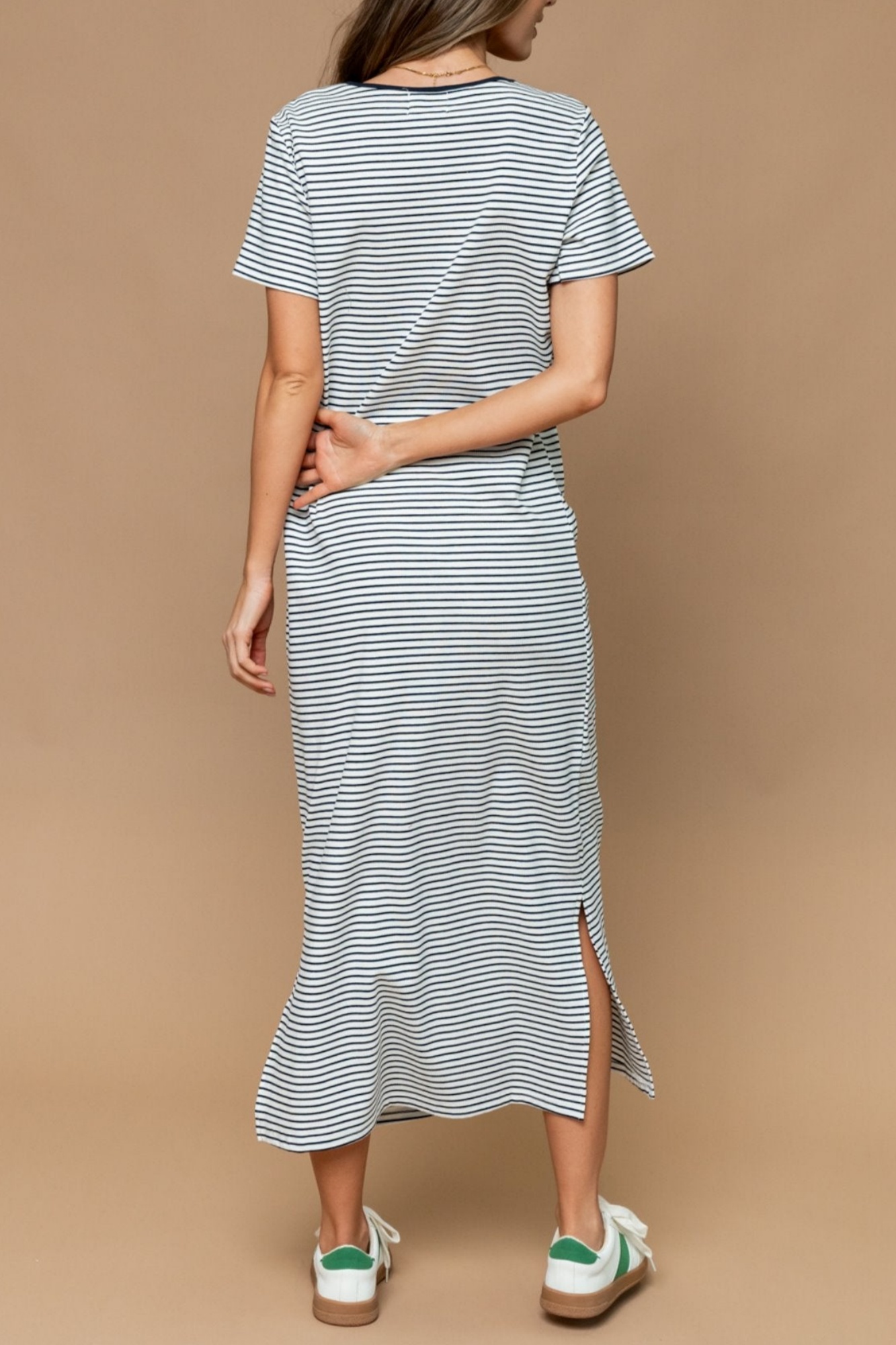 Women's Short Sleeve Striped T-Shirt Dress