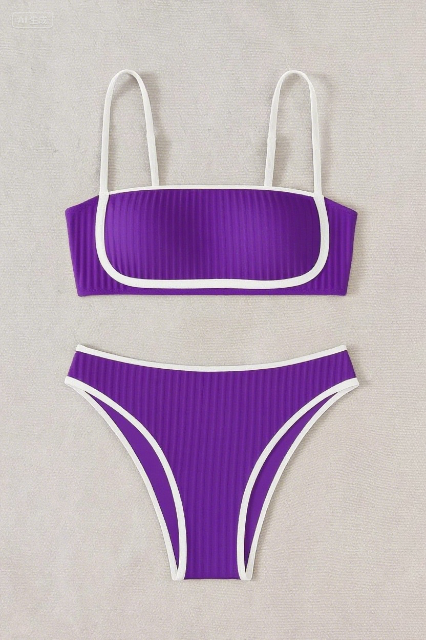 🚨𝐂𝐡𝐫𝐢𝐬𝐭𝐦𝐚𝐬 𝐢𝐧 𝐉𝐮𝐥𝐲 𝐒𝐚𝐥𝐞🔥Rib Piping Bandeau & High-Waisted Bottoms Set