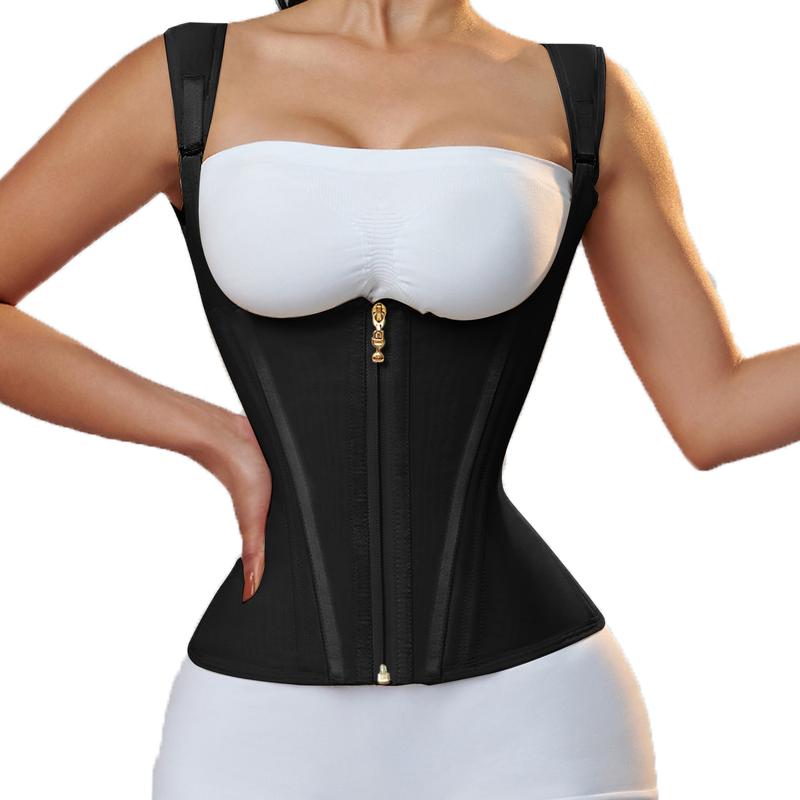 Women's Zipper Tummy Tuck Body Shaper With Adjustable Shoulders