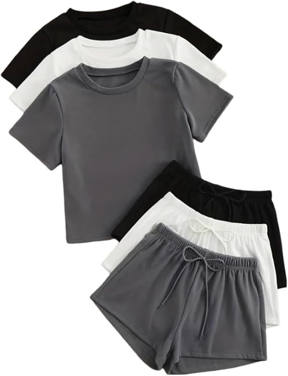 💥Factory Direct Sale💥Women's Casual T - shirt and Shorts Set in 3 Colors (6 PCS) 👚🩳