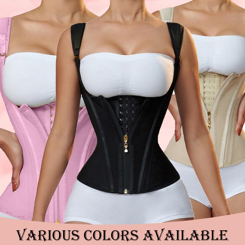 Women's Zipper Tummy Tuck Body Shaper With Adjustable Shoulders