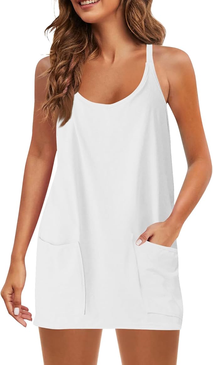 💥Factory Direct Sale💥Ladies' Mini Fitness Sling Dress with Built - in Shorts 👗