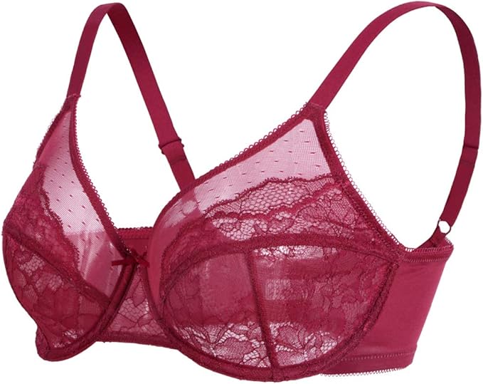 💥Factory Direct Sale💥Plus - Size Women's Unlined Lace Mesh Underwire Breathable Shaping Full - Cup Bra