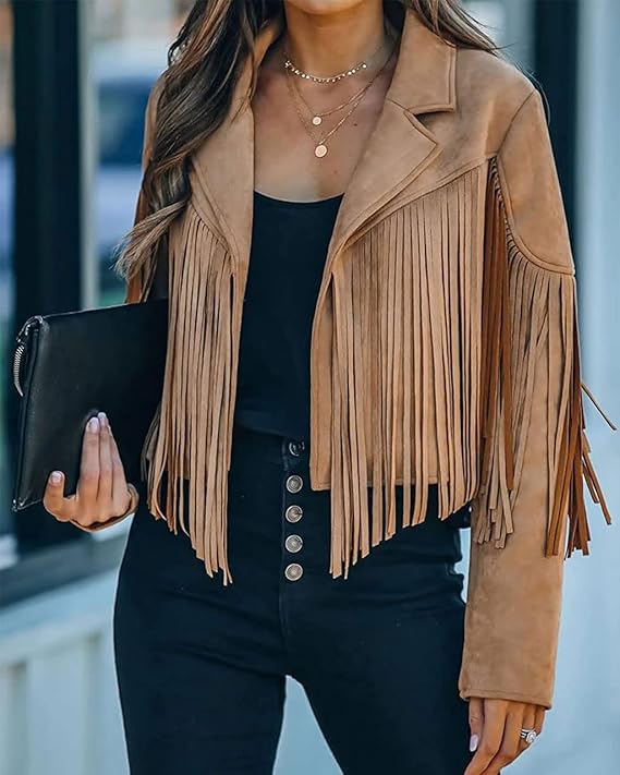 🎁Today's Special Offer🎁Women's Leather Fringe Jacket