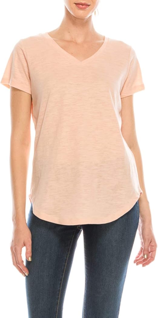 4-Piece Set V-Neck Cotton Curve Hem T-Shirt