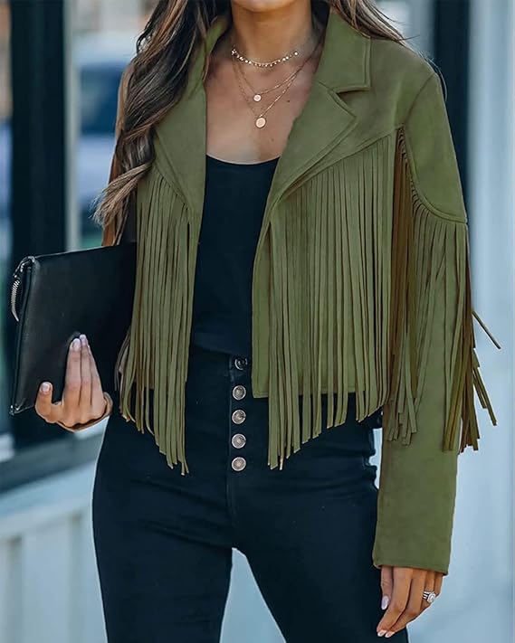 🎁Today's Special Offer🎁Women's Leather Fringe Jacket