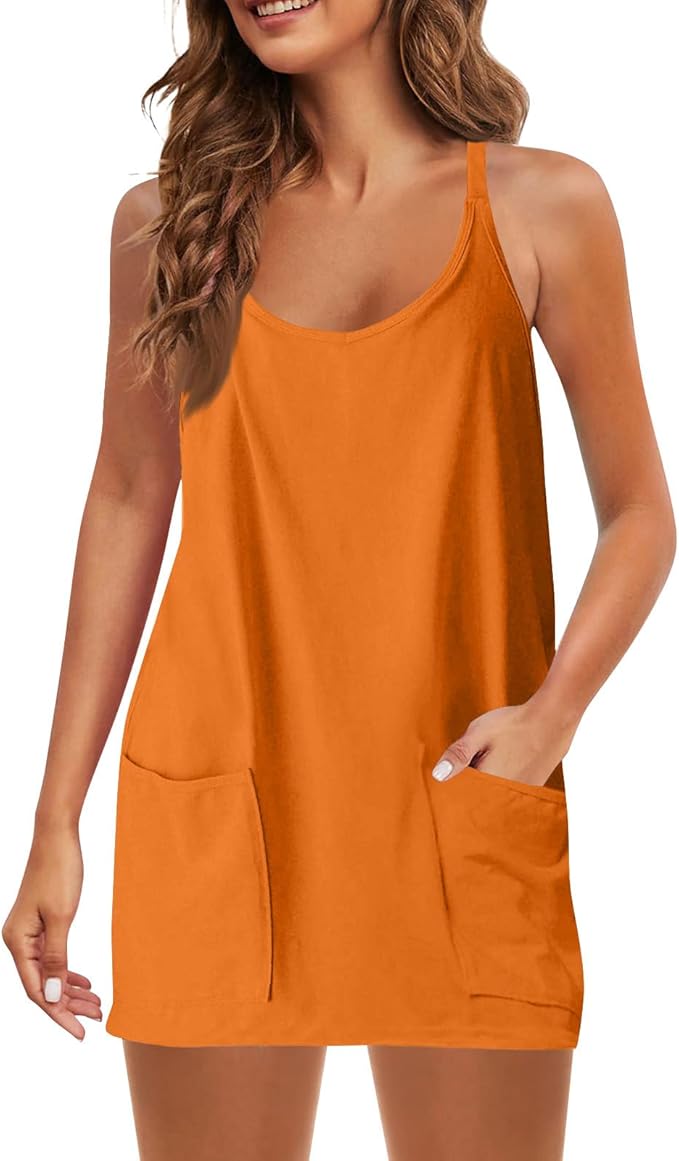 💥Factory Direct Sale💥Ladies' Mini Fitness Sling Dress with Built - in Shorts 👗