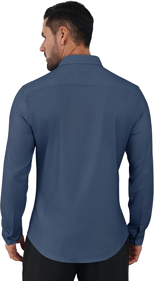 🎁Today's Special Offer🎁Wrinkle-Free And Iron-Free Elastic Slim Fit Business Casual Shirt (Long Sleeve Button-Down)
