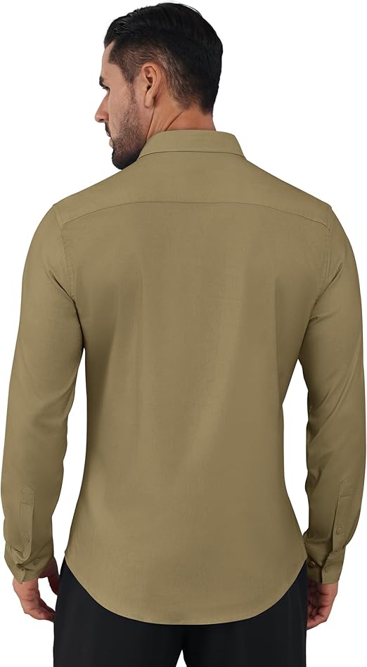 🎁Today's Special Offer🎁Wrinkle-Free And Iron-Free Elastic Slim Fit Business Casual Shirt (Long Sleeve Button-Down)