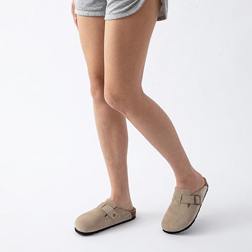 Women's Closed Round Toe Suede Cork Clogs