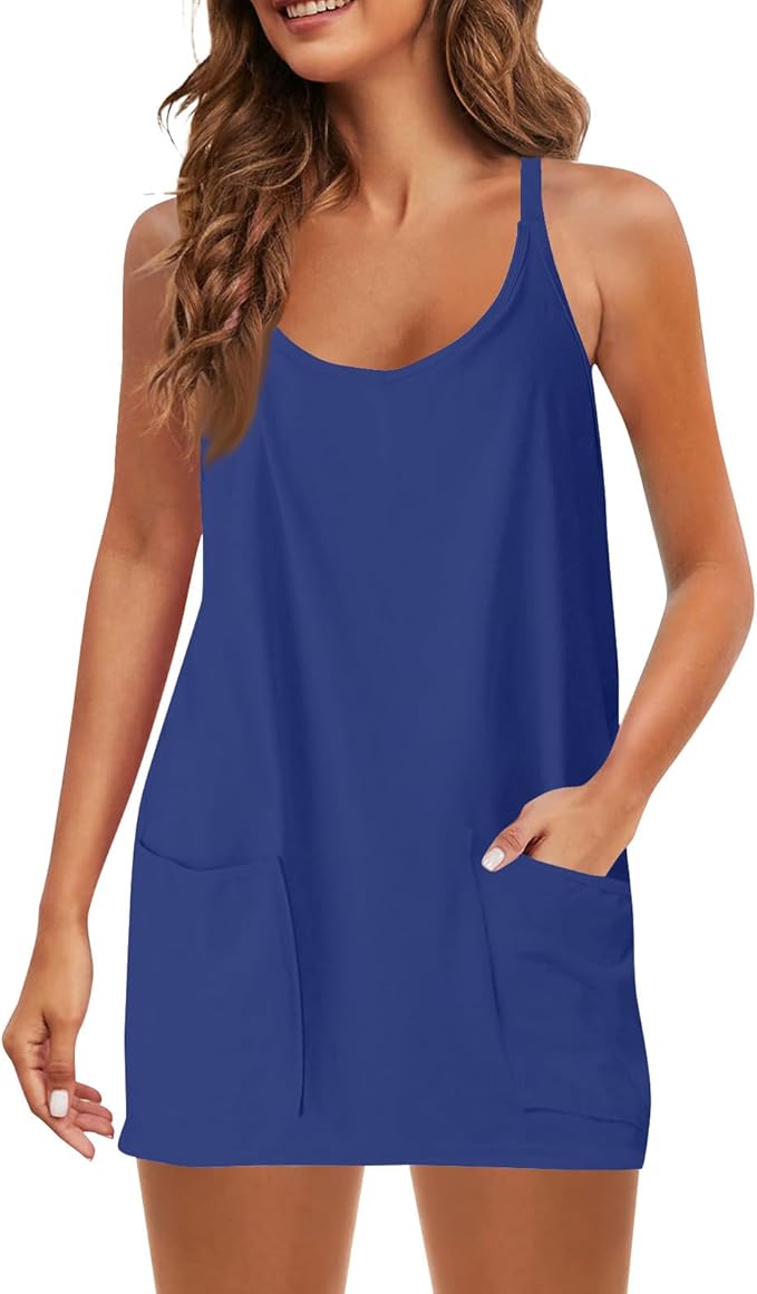 💥Factory Direct Sale💥Ladies' Mini Fitness Sling Dress with Built - in Shorts 👗