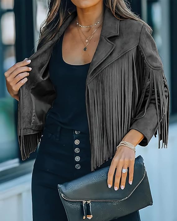 🎁Today's Special Offer🎁Women's Leather Fringe Jacket