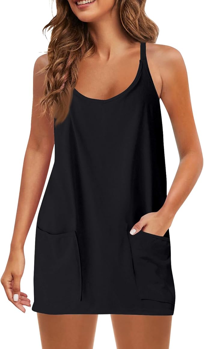 💥Factory Direct Sale💥Ladies' Mini Fitness Sling Dress with Built - in Shorts 👗