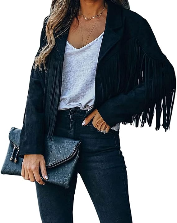 🎁Today's Special Offer🎁Women's Leather Fringe Jacket