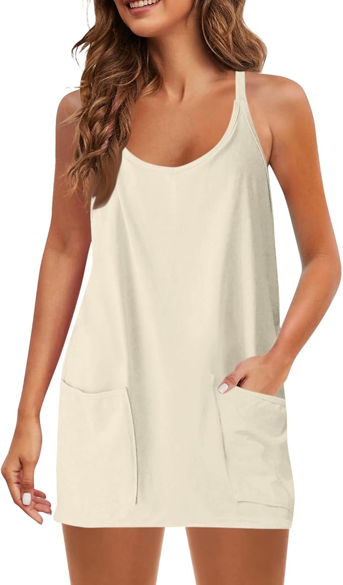 💥Factory Direct Sale💥Ladies' Mini Fitness Sling Dress with Built - in Shorts 👗