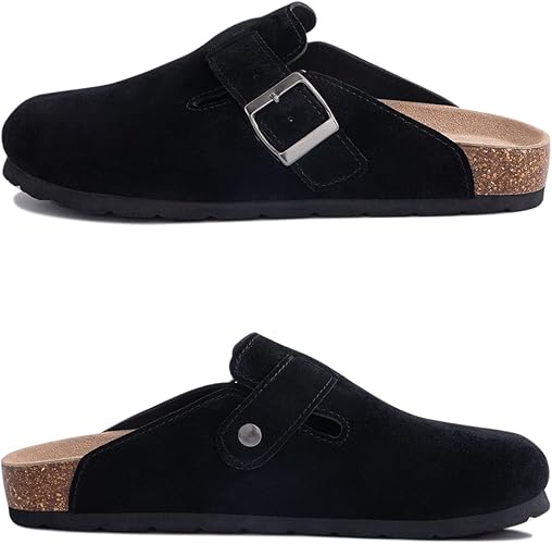 Women's Closed Round Toe Suede Cork Clogs