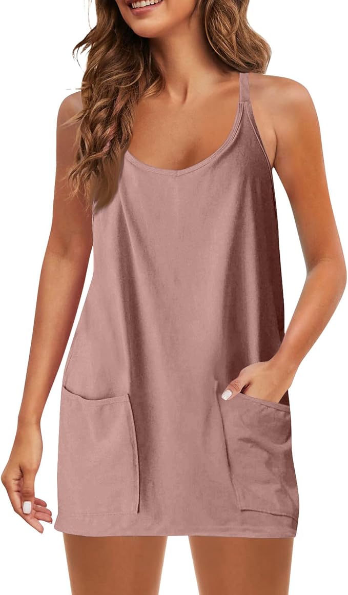 💥Factory Direct Sale💥Ladies' Mini Fitness Sling Dress with Built - in Shorts 👗