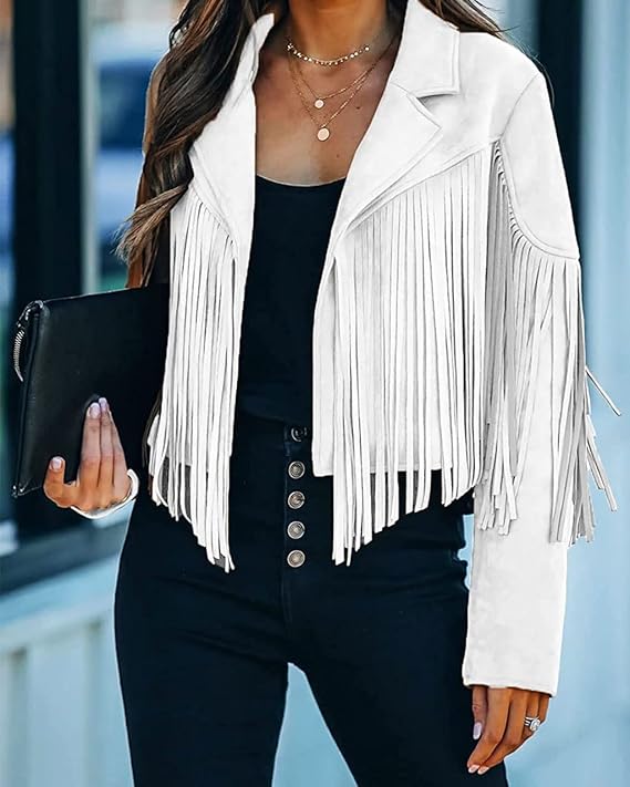 🎁Today's Special Offer🎁Women's Leather Fringe Jacket