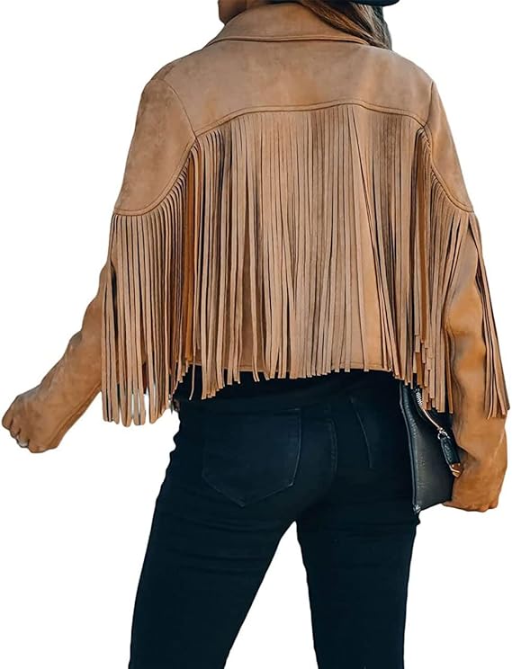 🎁Today's Special Offer🎁Women's Leather Fringe Jacket