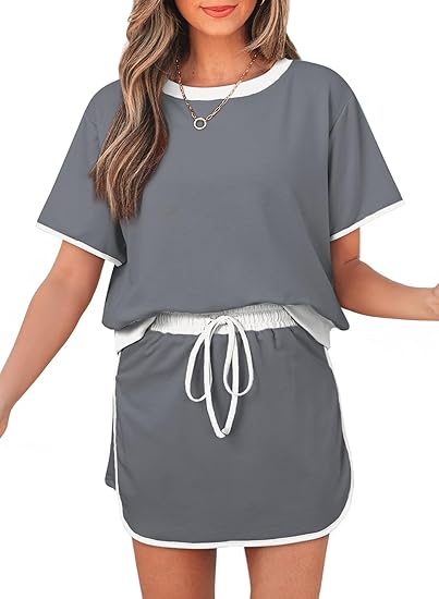 🚨Mother's Day Special🔥Color Block Drop Shoulder T-Shirt and Culotte Set