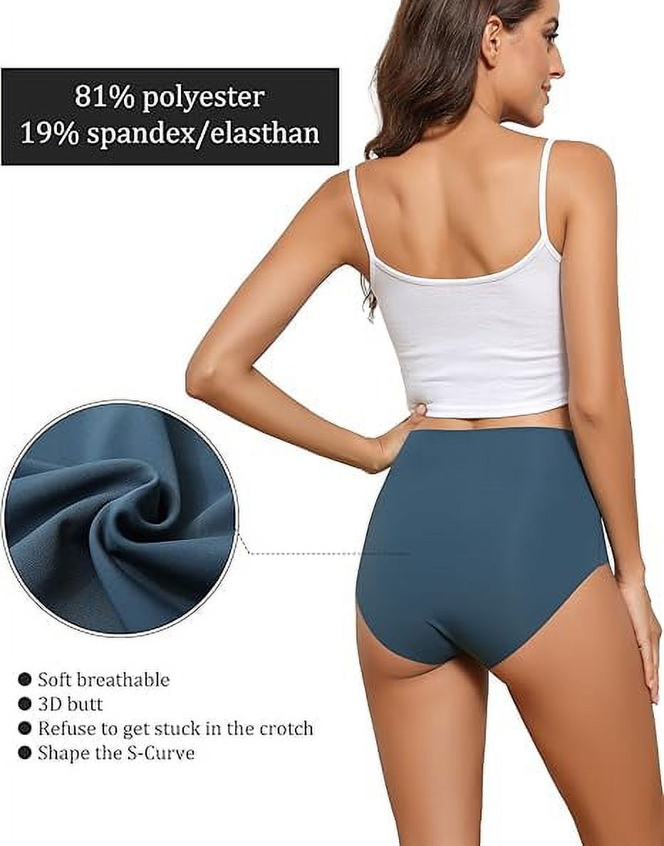 AWAYTR Women High Waist Underwear Seamless Panties No Show Invisible Briefs 6 Pack S-2XL