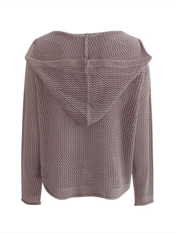 🚨 $6.99– Today Only!🔥Women's Hollow Sheer Hooded Sweater