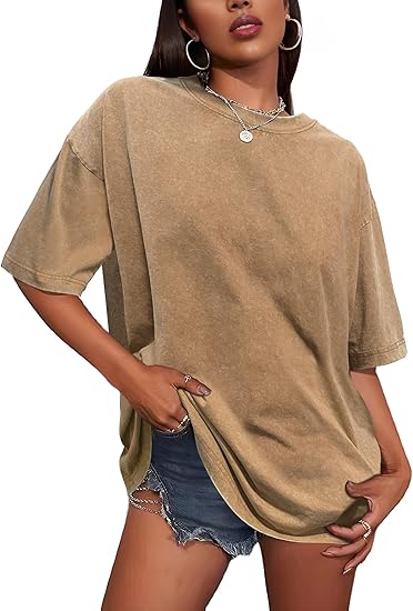 💥Factory Direct Sale💥Women's Plus - size Vintage Loose Washed Short - sleeve Cotton T - shirt