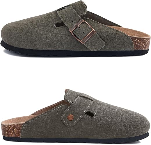 Women's Closed Round Toe Suede Cork Clogs