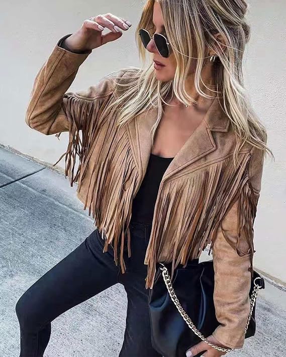 🎁Today's Special Offer🎁Women's Leather Fringe Jacket