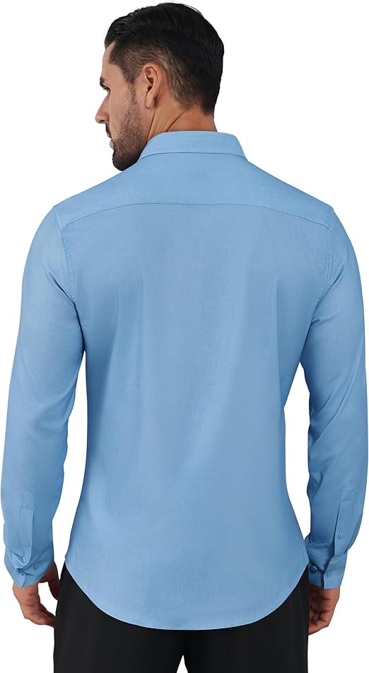 🎁Today's Special Offer🎁Wrinkle-Free And Iron-Free Elastic Slim Fit Business Casual Shirt (Long Sleeve Button-Down)
