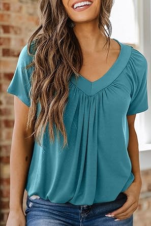 Women's Casual V-Neck Ruffled Short Sleeves