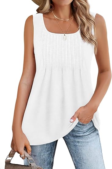 Women's Pleated Square Neck Sleeveless Camisole